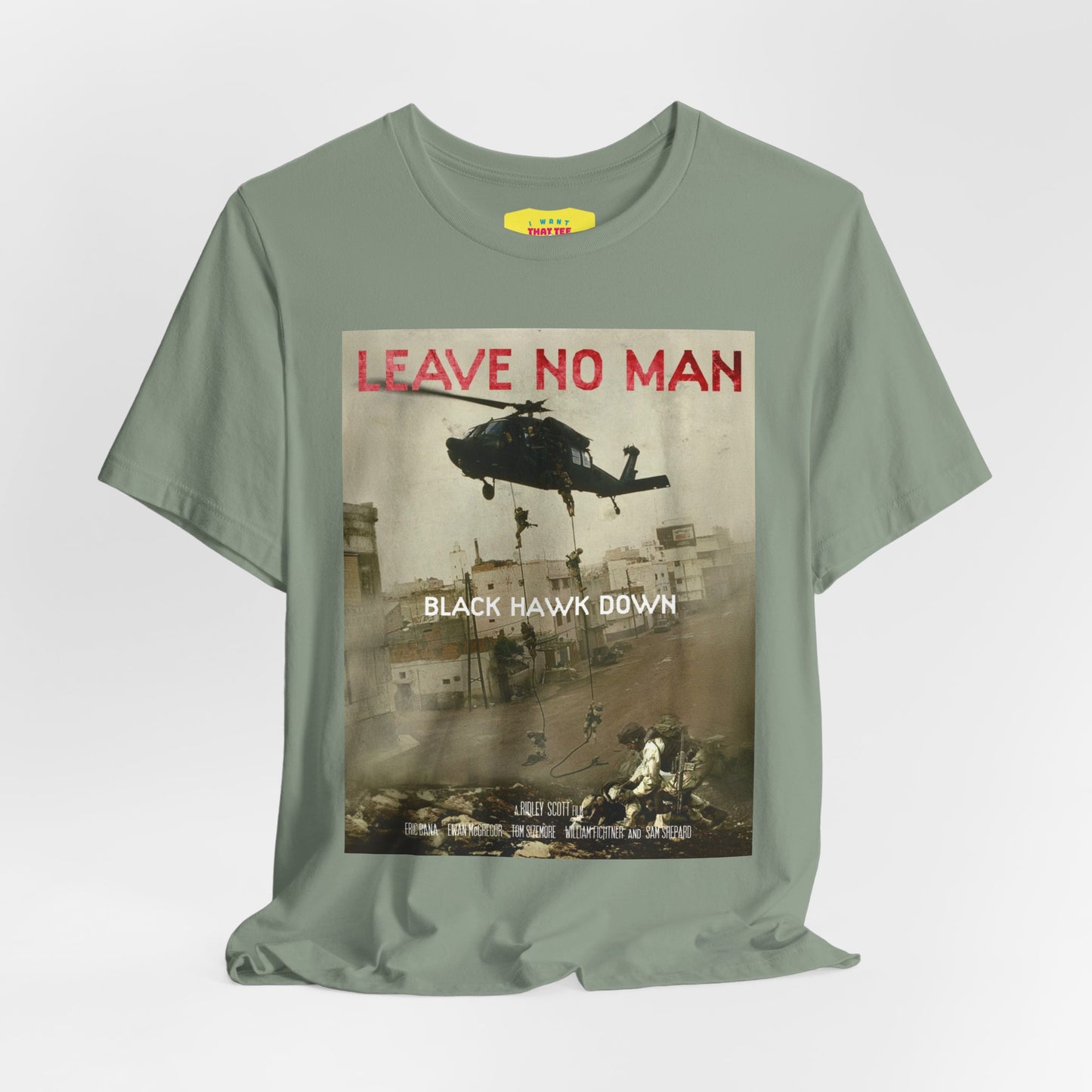 LEAVE NO MAN BEHIND - BLACK HAWK DOWN (Unisex Jersey Short Sleeve Tee)