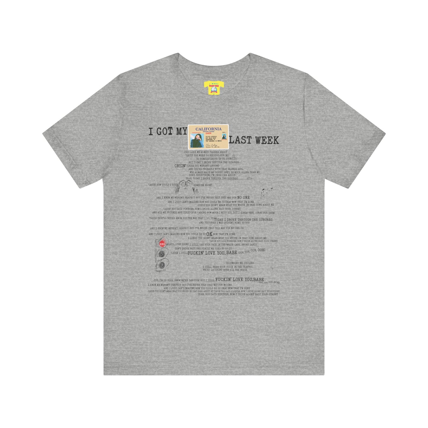 DRIVERS LICENSE - OLIVIA RODRIGO (Unisex Jersey Short Sleeve Tee)