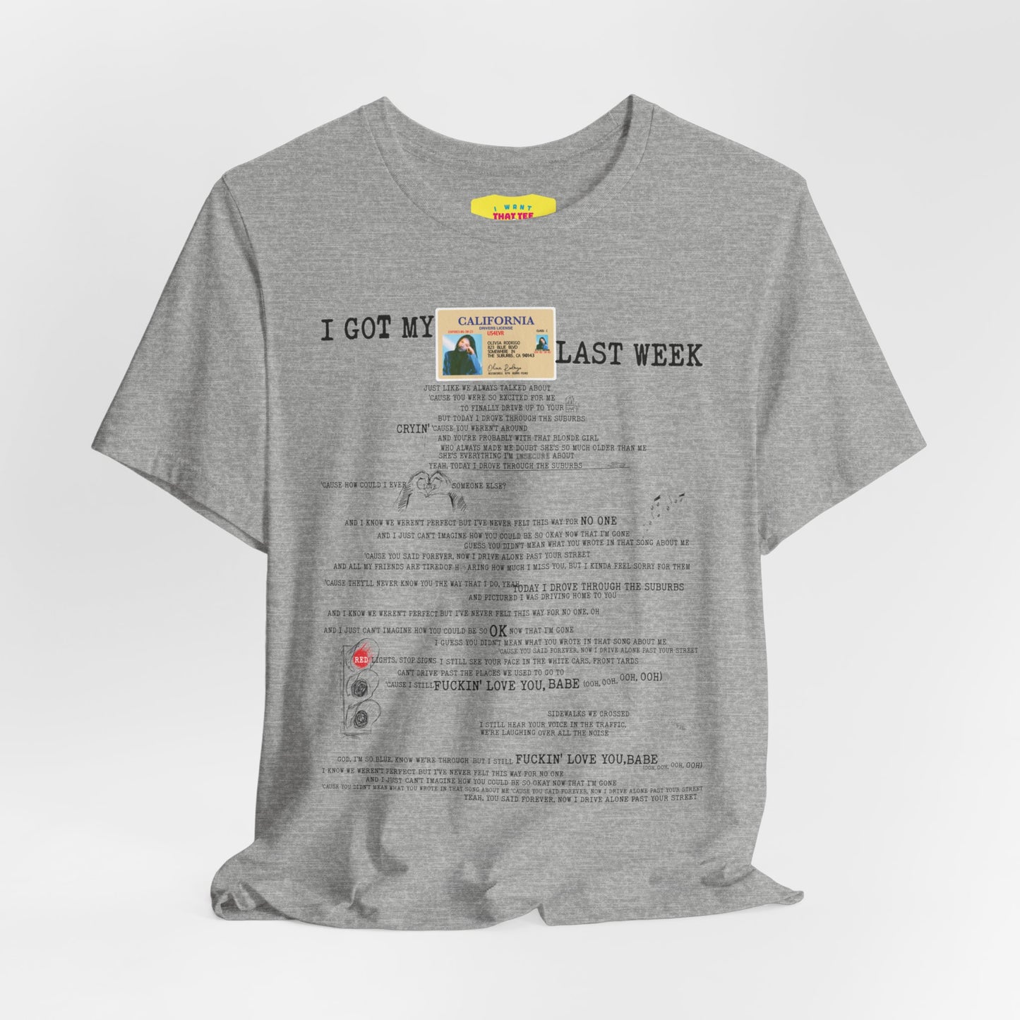 DRIVERS LICENSE - OLIVIA RODRIGO (Unisex Jersey Short Sleeve Tee)