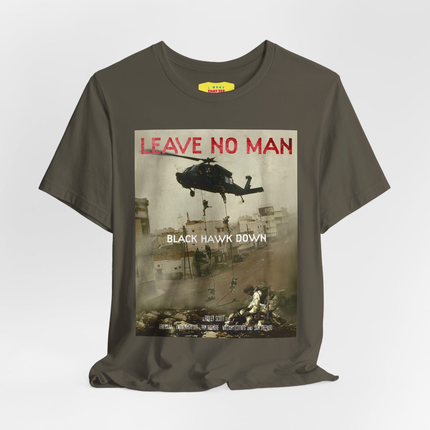 LEAVE NO MAN BEHIND - BLACK HAWK DOWN (Unisex Jersey Short Sleeve Tee)