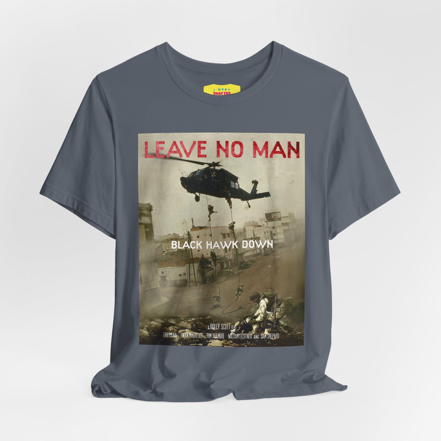 LEAVE NO MAN BEHIND - BLACK HAWK DOWN (Unisex Jersey Short Sleeve Tee)