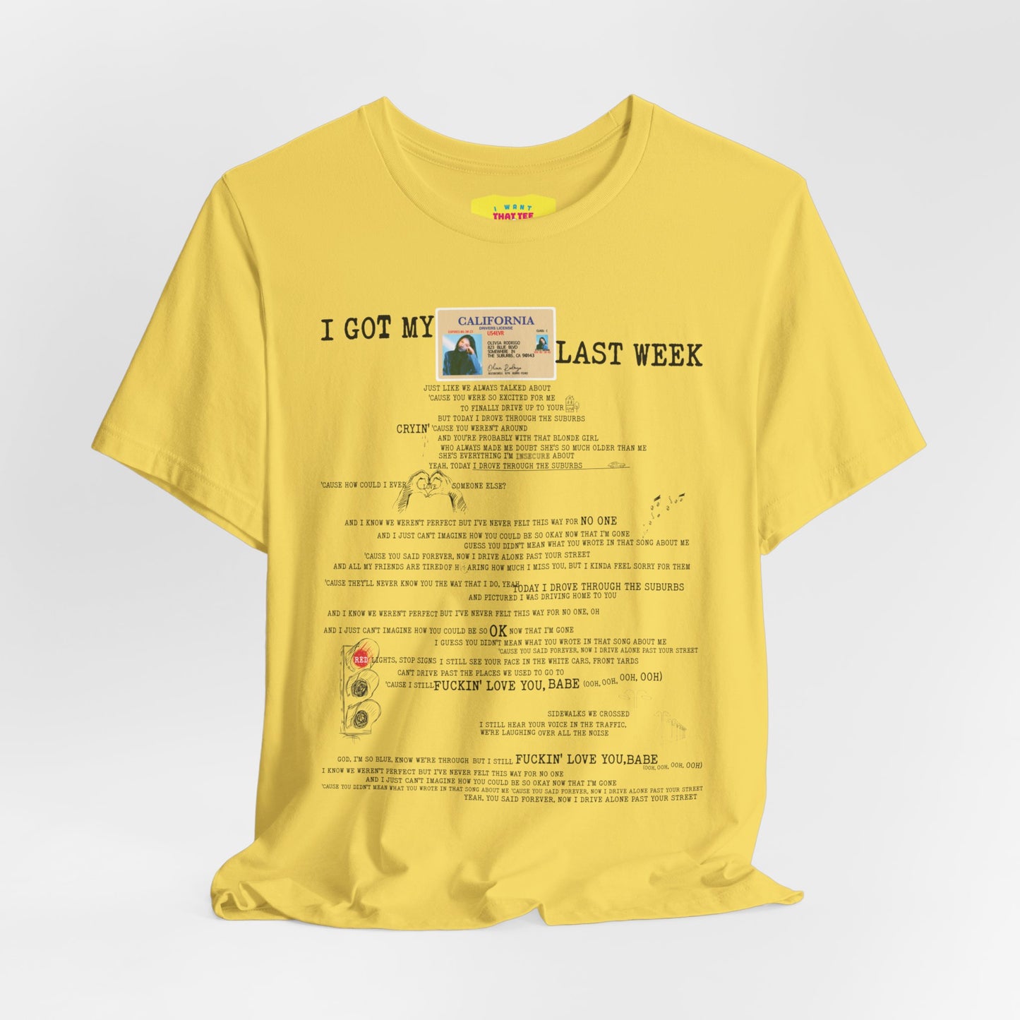 DRIVERS LICENSE - OLIVIA RODRIGO (Unisex Jersey Short Sleeve Tee)