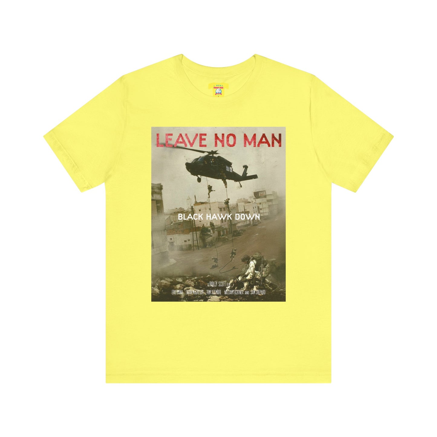 LEAVE NO MAN BEHIND - BLACK HAWK DOWN (Unisex Jersey Short Sleeve Tee)