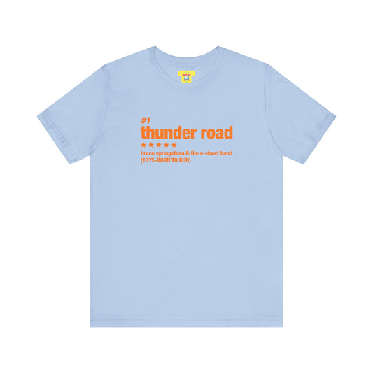 THUNDER ROAD CHART-BRUCE SPRINGSTEEN (Orange text, Unisex Softstyle T-Shirt)